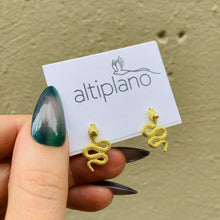 Load image into Gallery viewer, Snake Post Earrings in Gold | Fair Trade Handmade in Guatemala