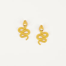 Load image into Gallery viewer, Snake Post Earrings in Gold | Fair Trade Handmade in Guatemala