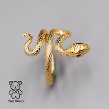 Load image into Gallery viewer, Snake Design Black Diamond Ring 18K Yellow Gold Viper Ring