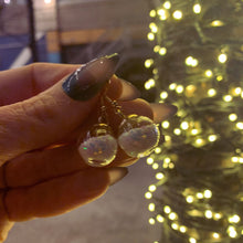 Load image into Gallery viewer, Snow Globe Xmas Party Earrings | Shimmery Snowballs Novelty Holiday Earrings