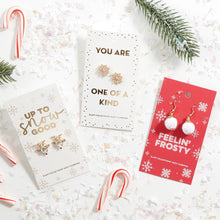 Load image into Gallery viewer, Snow Globe Xmas Party Earrings | Shimmery Snowballs Novelty Holiday Earrings