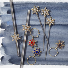 Load image into Gallery viewer, Snowflake metal cocktail straws