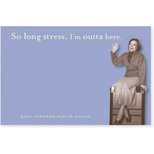 Load image into Gallery viewer, So Long Stress I'm Outta Here Sticky Note in Blue | Funny Vintage Sticky Notes | 75 Sheets