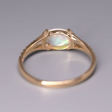 Load image into Gallery viewer, Solid Opal Split Shank Engagement Ring with Pave Setting 18K Yellow Gold