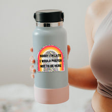Load image into Gallery viewer, Sorry I'm Late I Would Prefer Not To Be Here Glitter Sticker | Vinyl Die Cut Sticker