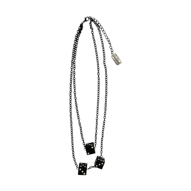 Sourpuss Black & White Dice Double Chain Necklace