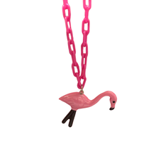 Load image into Gallery viewer, Sourpuss Chunky Flamingo Necklace | Retro Kitsch Pink Yard Ornament Jewelry