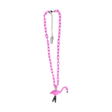 Load image into Gallery viewer, Sourpuss Chunky Flamingo Necklace | Retro Kitsch Pink Yard Ornament Jewelry