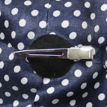 Load image into Gallery viewer, Sourpuss Navy Blue White Polka Dot Rose Hair Clip | Retro Pin-Up Rockabilly Hair Accessory