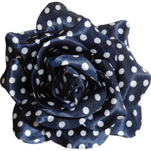 Load image into Gallery viewer, Sourpuss Navy Blue White Polka Dot Rose Hair Clip | Retro Pin-Up Rockabilly Hair Accessory