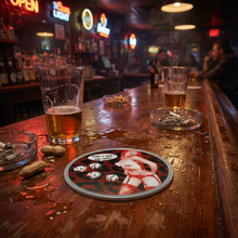 Load image into Gallery viewer, Sourpuss Nudie Coasters | Rockabilly Pin-Up Girls Set of Four | Metal &amp; Cork Retro Drinkware with Storage Tin