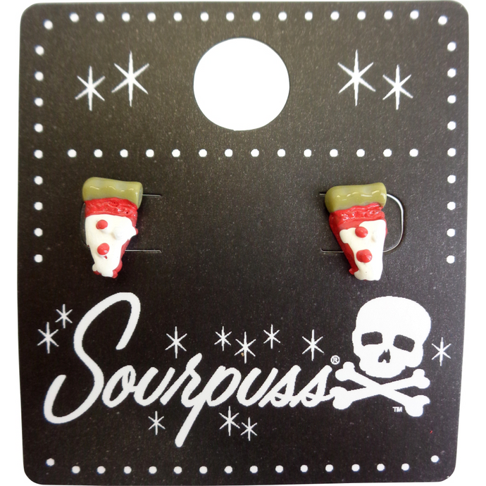 Sourpuss Pepperoni Pizza Studs Earrings | Quirky Food Jewelry