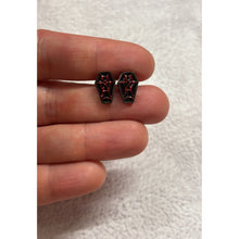 Load image into Gallery viewer, Sourpuss Red &amp; Black Coffin Earrings | Gothic Studs Alternative Jewelry | Spooky Fashion Accessories