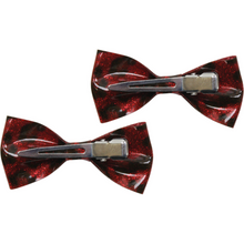 Load image into Gallery viewer, Sourpuss Red Leopard Glitter Hair Bows Set of 2 | Retro Rockabilly Pin-Up Hair Clips