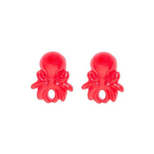 Load image into Gallery viewer, Sourpuss Red Octopus Earrings | Nautical Studs Rockabilly Jewelry | Alternative Sailor Accessories