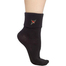 Load image into Gallery viewer, Sourpuss Sparrow Socks in Set of Two | Teal &amp; Black Cuffed Novelty Socks Women Size 5-10