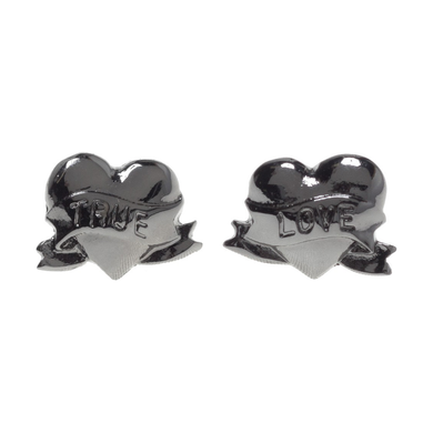 Sourpuss True Love Stud Earrings | Tattoo Heart Jewelry | Rockabilly Romantic Accessories
