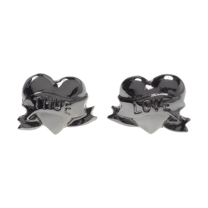 Sourpuss True Love Stud Earrings | Tattoo Heart Jewelry | Rockabilly Romantic Accessories