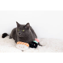 Load image into Gallery viewer, Soy Sauce and Sushi Cat Toy Set | Plush Toys for Pet Lovers | Giftable Cat Stocking Stuffer