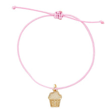 Load image into Gallery viewer, Sparkle &amp; Shine Cord Bracelet Cupcake Charm | Birthday Gift Fashion Jewelry