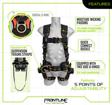 Load image into Gallery viewer, Frontline 100CTB Combat Construction Full Body Harness with Tongue Buckle Legs and Trauma Straps 3X/4X