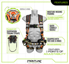 Load image into Gallery viewer, Frontline 100RCTB Combat Reflective Construction Full Body Harness with Tongue Buckle Legs and Trauma Straps XL/2X