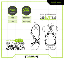 Load image into Gallery viewer, Frontline K100-62R Combat Compliance Kit - Harness, 6' Double Rebar Hook Leg Lanyard and Drawstring Bag