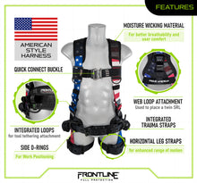 Load image into Gallery viewer, Frontline 110CTB-AM American Style Full Body Harness with Aluminum Hardware and Suspension Trauma Straps M/L