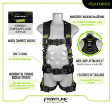 Load image into Gallery viewer, Frontline 110CTB-CF Camouflage Full Body Harness with Aluminum Hardware and Suspension Trauma Straps M/L