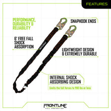 Load image into Gallery viewer, Frontline LIS61S Combat 6' Single Leg Snaphook Lanyard with Internal Shock Absorber