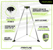 Load image into Gallery viewer, Frontline TAN07-US Patriot 7' Confined Space Aluminum Tripod - Made in USA