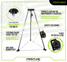Load image into Gallery viewer, Frontline TAN07RA-US Patriot 7' Confined Space Tripod with 3-Way Retrieval System - Made in USA
