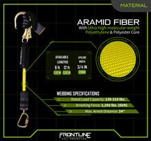 Load image into Gallery viewer, Frontline RPAR Aramid Fiber Web Single Leg SRL with Steel Rebar Hook End