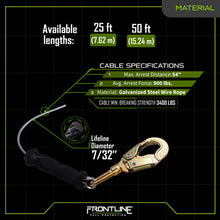 Load image into Gallery viewer, Frontline RPGCLE Leading Edge Cable Single Leg SRL with Steel Snap Hook End with Carry on Handle and Tagline