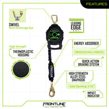 Load image into Gallery viewer, Frontline RPGCLE Leading Edge Cable Single Leg SRL with Steel Snap Hook End with Carry on Handle and Tagline
