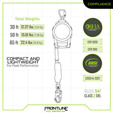 Load image into Gallery viewer, Frontline RPGCLE Leading Edge Cable Single Leg SRL with Steel Snap Hook End with Carry on Handle and Tagline