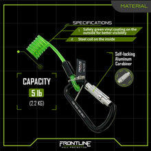 Load image into Gallery viewer, Frontline TLC05 ToolGrip Coil Tool Tether 5 lbs with Double Self-locking Aluminum Carabiner
