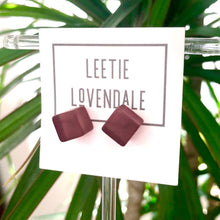 Load image into Gallery viewer, Eggplant Midi Frosted Cube Stud Earrings