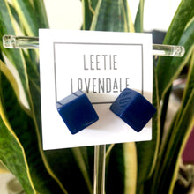 Load image into Gallery viewer, Navy Blue Jumbo Cube Stud Earrings