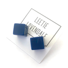 Load image into Gallery viewer, Navy Blue Jumbo Cube Stud Earrings