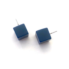 Load image into Gallery viewer, Navy Blue Jumbo Cube Stud Earrings