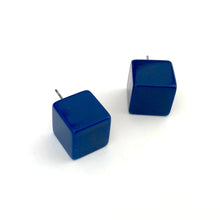 Load image into Gallery viewer, Navy Blue Jumbo Cube Stud Earrings