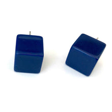 Load image into Gallery viewer, Navy Blue Jumbo Cube Stud Earrings