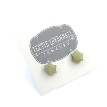 Load image into Gallery viewer, Sage Green Moonglow Mini Star Vintage Stud Earrings