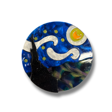 Load image into Gallery viewer, Starry Night Van Gogh Inspired Acetate Large Format Pin Brooch