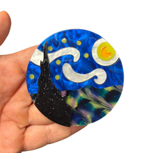 Load image into Gallery viewer, Starry Night Van Gogh Inspired Acetate Large Format Pin Brooch