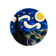Load image into Gallery viewer, Starry Night Van Gogh Inspired Acetate Large Format Pin Brooch
