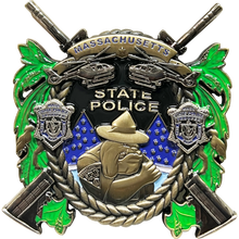 Load image into Gallery viewer, BL15-019 MSP Massachusetts State Police Trooper MASS Challenge Coin bulldog helicopter M4