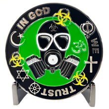 Load image into Gallery viewer, CL6-16 Statue of Liberty Thin Green Line Police Task Force Biohazard Pandemic Challenge Coin Border patrol Army Marines Deputy Sheriff