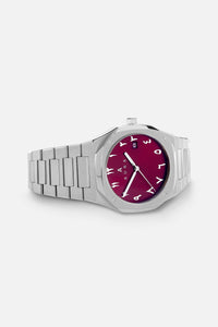 Steel/Maroon Arabic Luxury Watch- 40MM